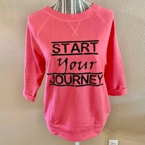 NWT Sweatshirt Small Pink Lotus PL Movement Pink Black “Start Your Journey”